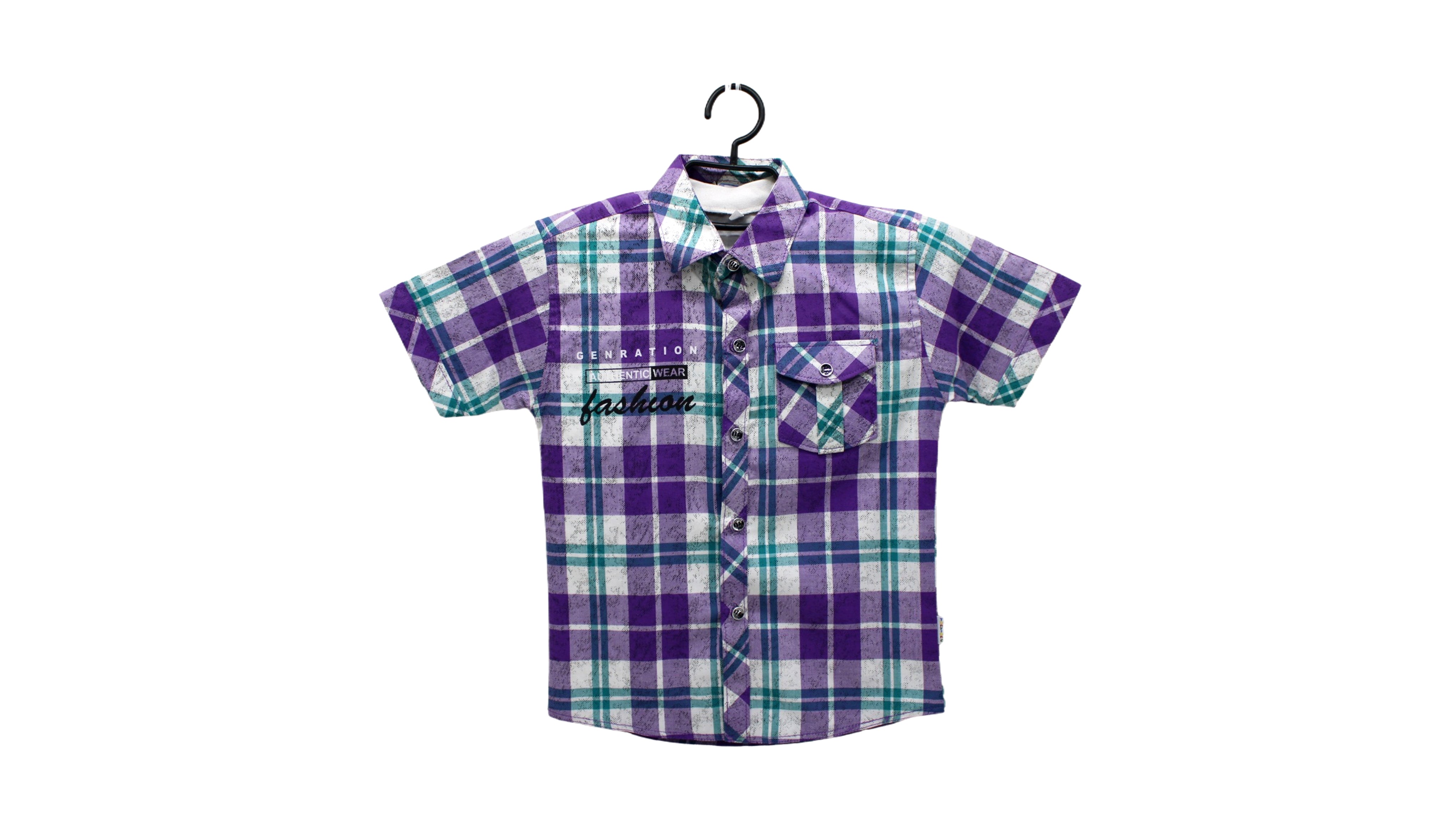 Boys Purple Plaid Check Shirt