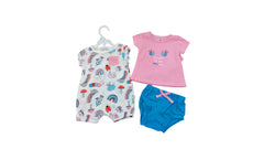 Infant Girls Pink White & Blue 3-Piece Set