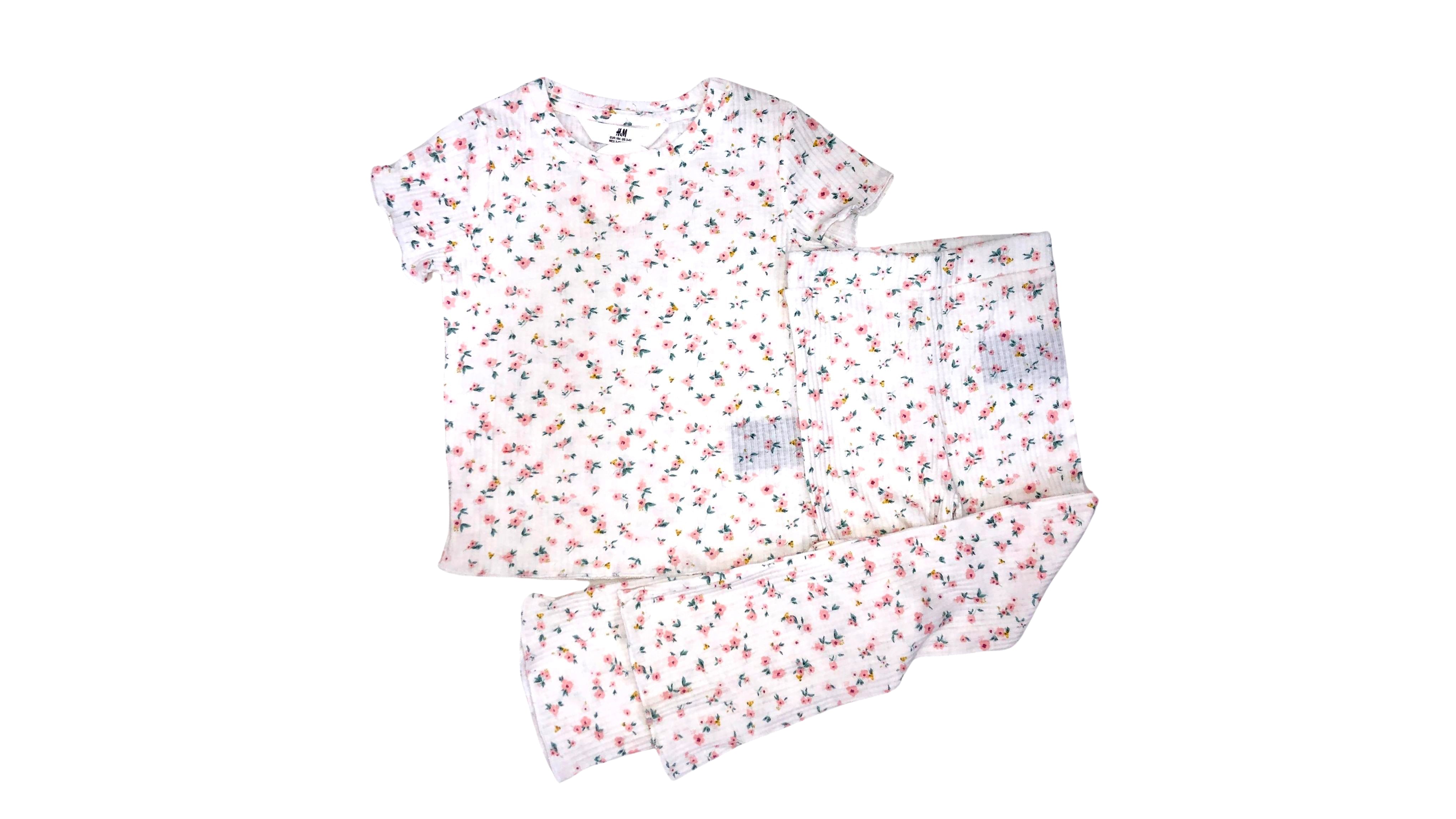 Girls White & Pink Floral Night Wear