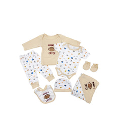 New Born Brown & White 6pcs Cotton Interlock