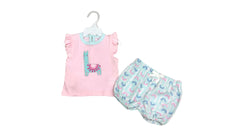 Infant Girls Pink & Blue Cartoon 2-Piece Set
