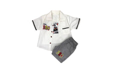 Boys White Shirt & Grey Shorts 2-Piece Set