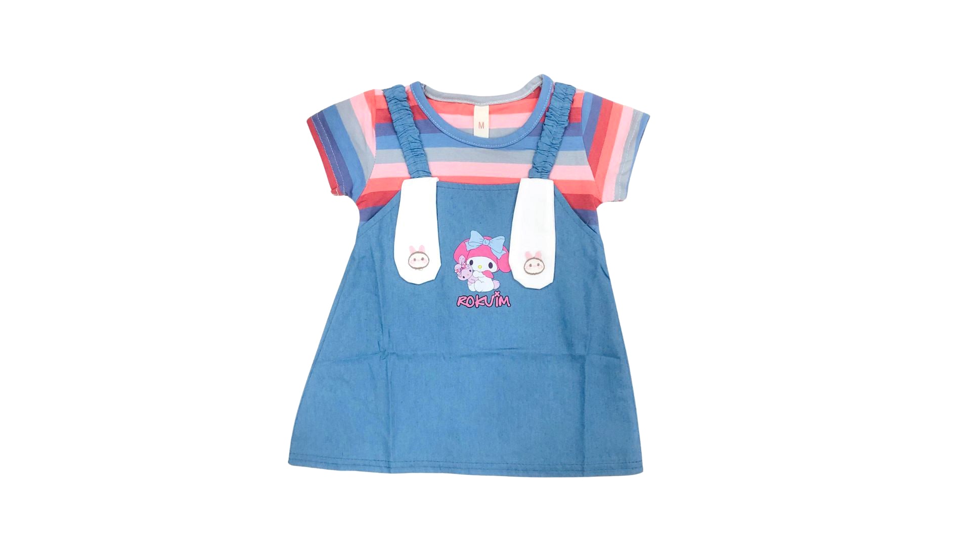 Girls Blue & Pink Cartoon Frock