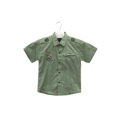 Boy's Green & Black Shirt With Sando