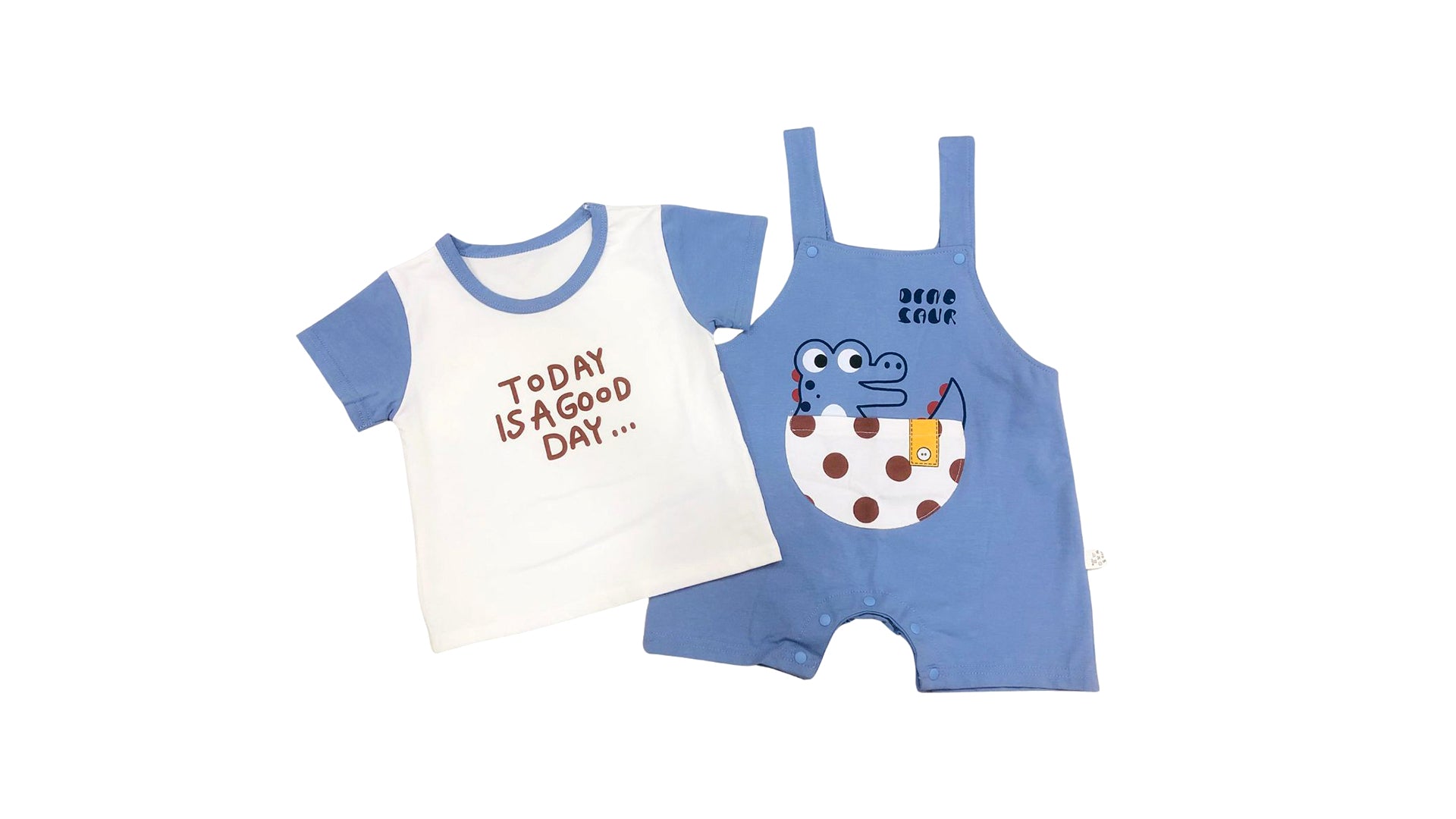Infant Boys Blue-White Shirt & Romper