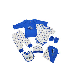 New Born Blue & White 6pcs Cotton Interlock
