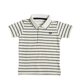 Boys White & Black Stripes Polo
