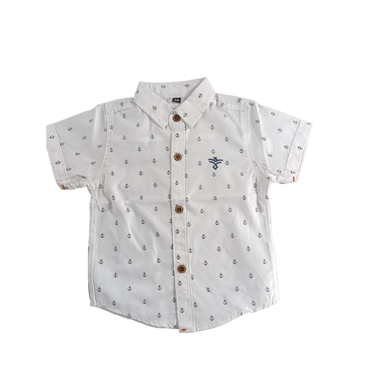 Boys White Navy Shirt