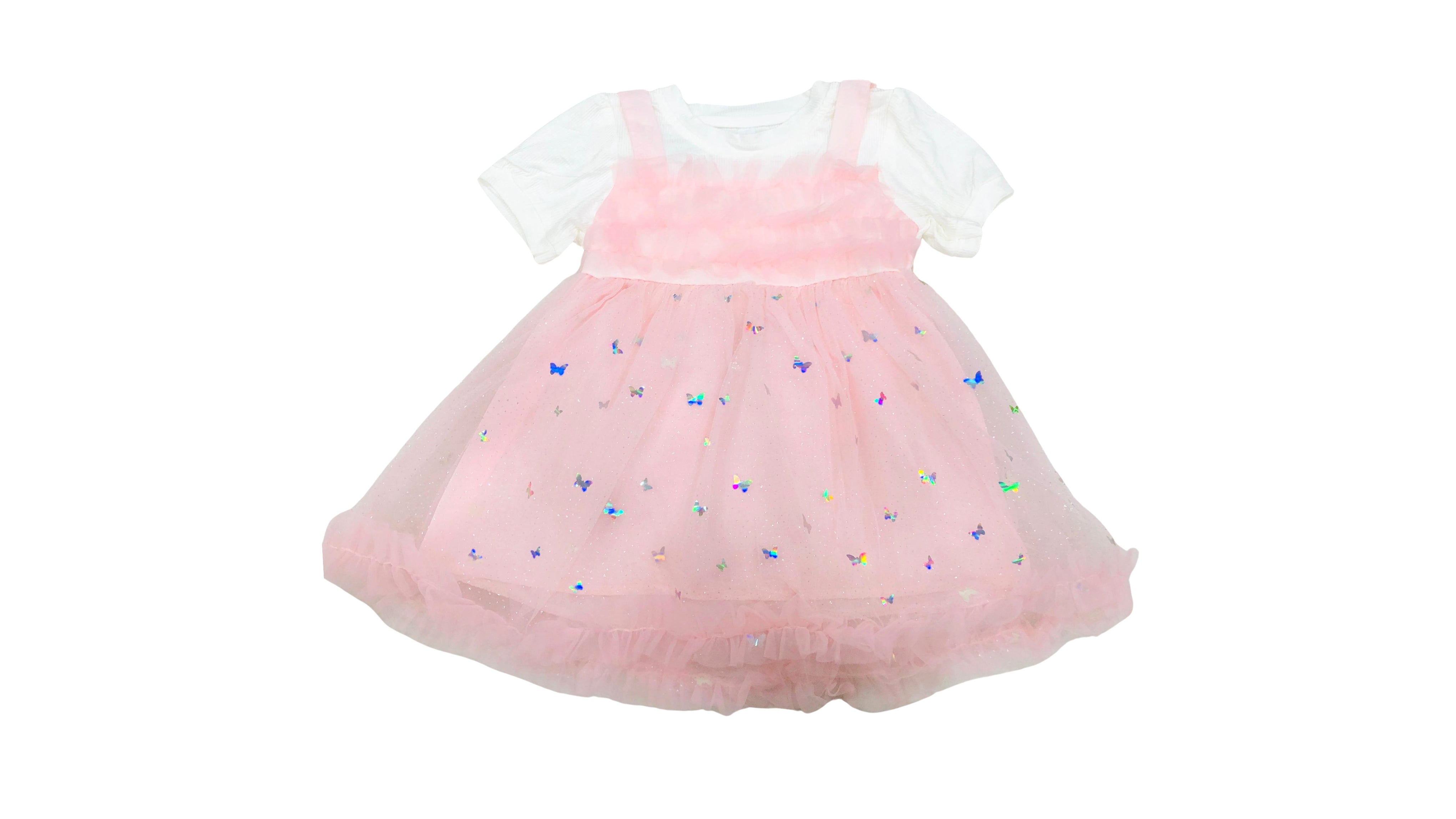 Girls Light Pink Net Frock