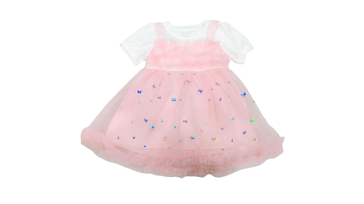Girls Light Pink Net Frock