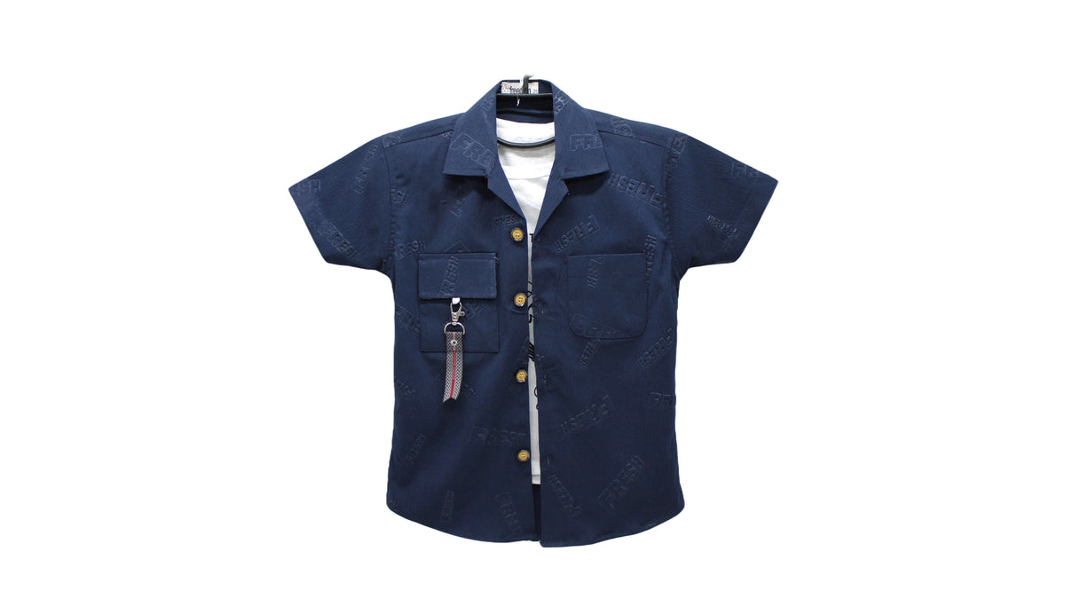 Boys Navy & White 2 Piece Shirt 