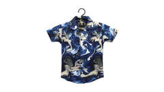 Boys Blue & Beige Abstract Print Shirt