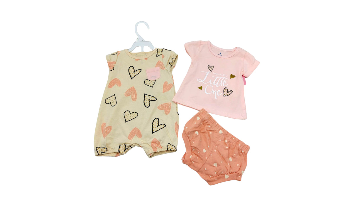 Infant Girls Peach & Pink 3-Piece Set