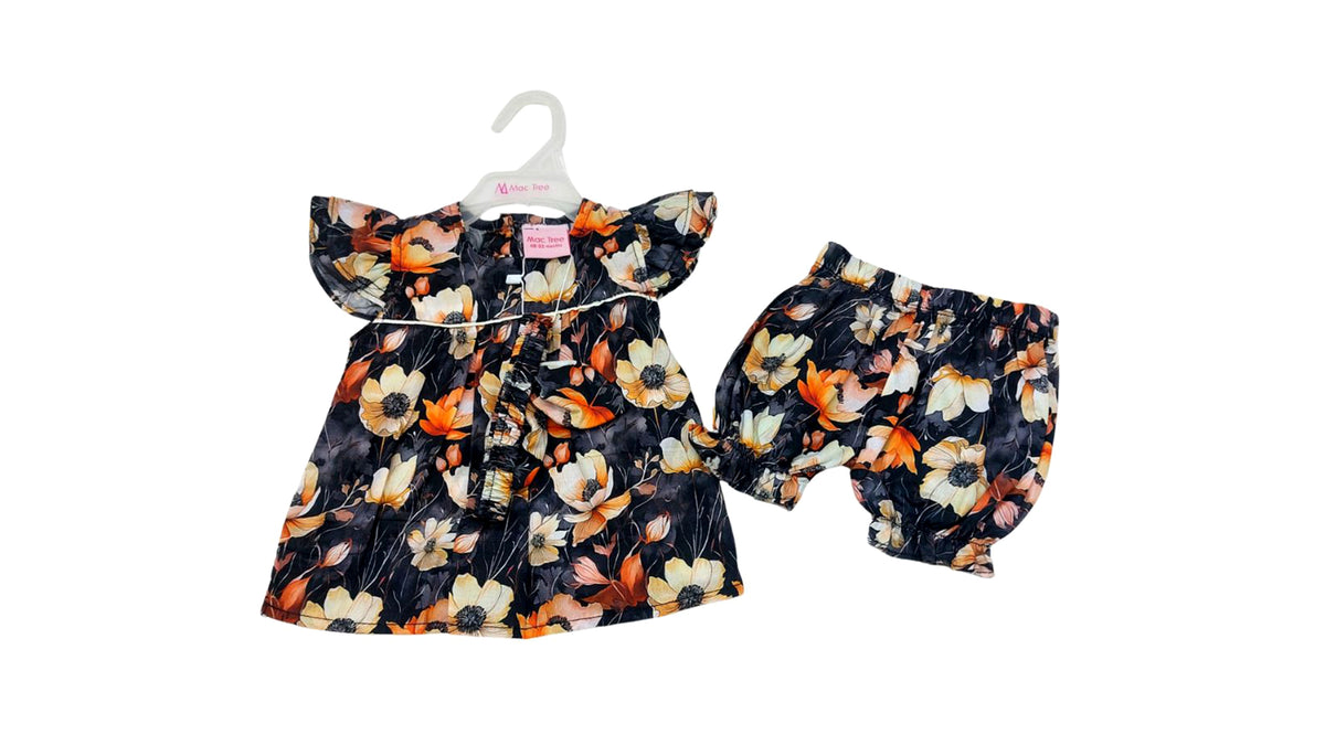 Infant Girls Black Garden Floral Set