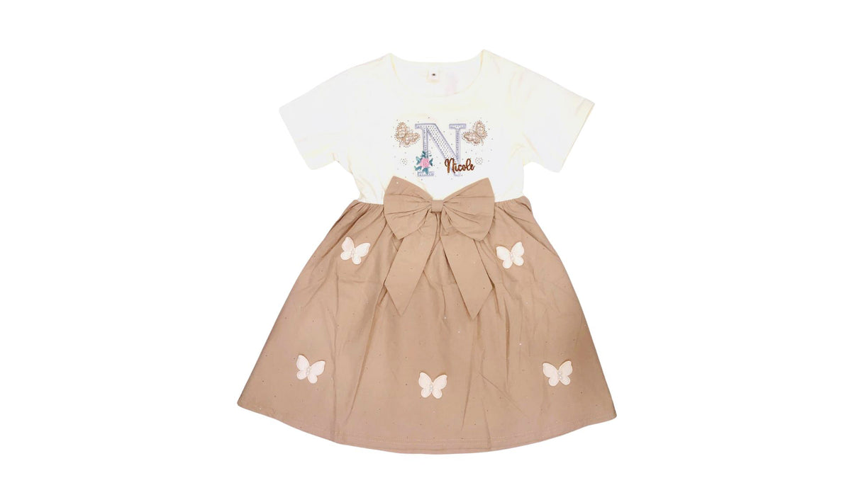 Girls Light Brown & Cream Frock