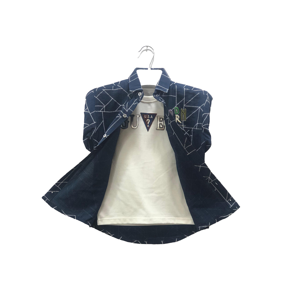 Boys Blue Shirt & White Sando