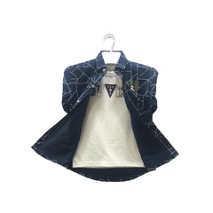 Boys Blue Shirt & White Sando