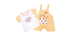 Infant Boys Peach-White Shirt & Romper