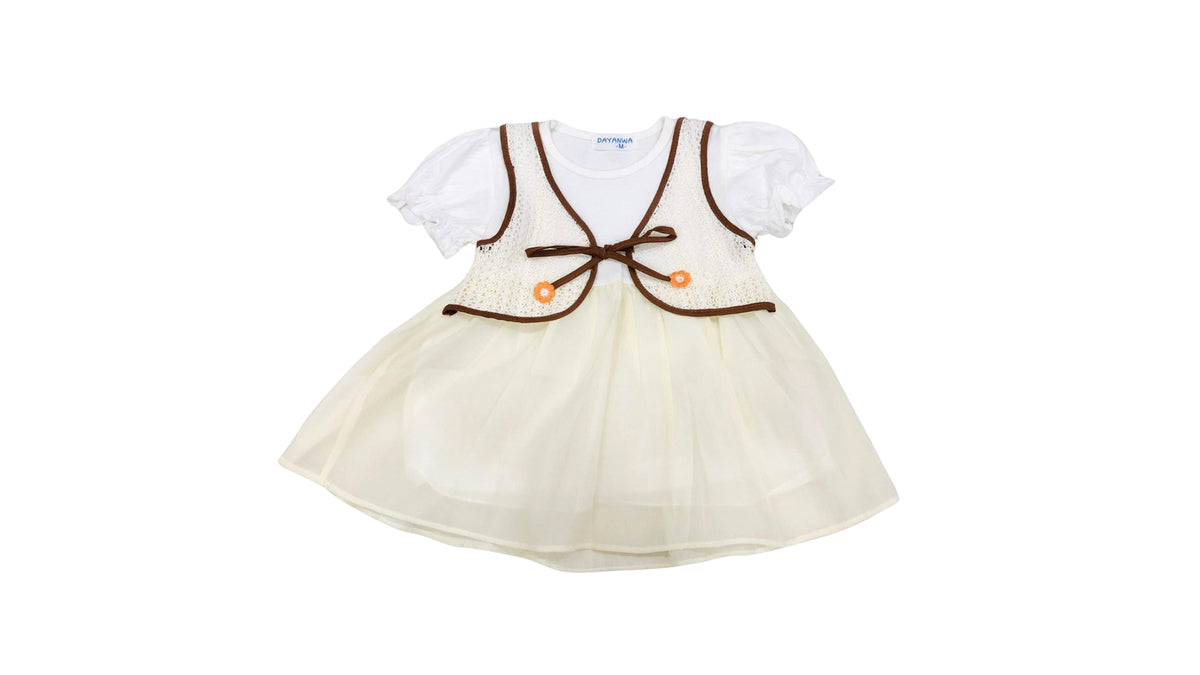 Girls Cream Traditional Frock