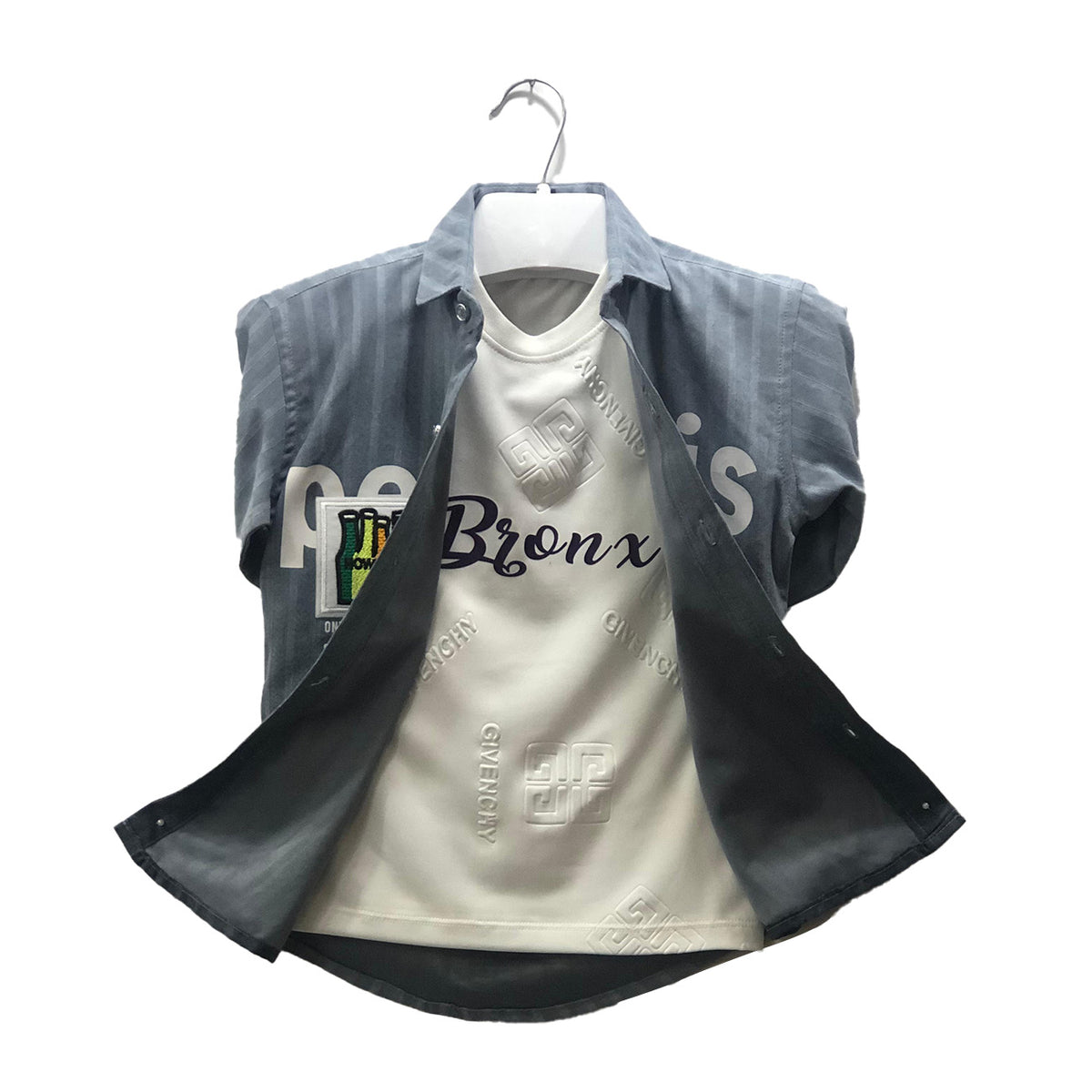 Boys Grey Shirt & White Sando
