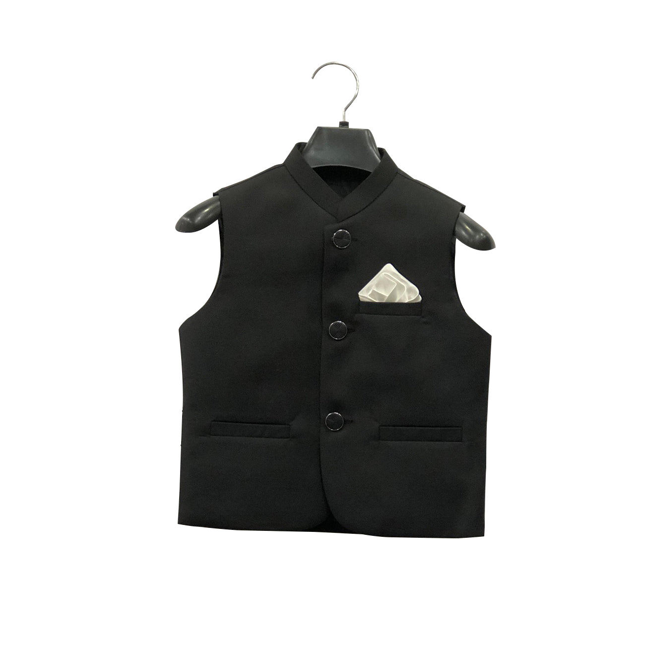 Boys Pitch Black Waist Coat 
