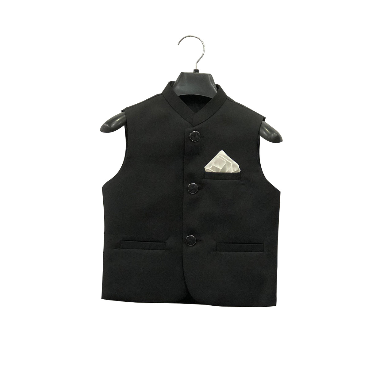 Boys Pitch Black Waist Coat 
