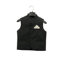 Boys Pitch Black Waist Coat 