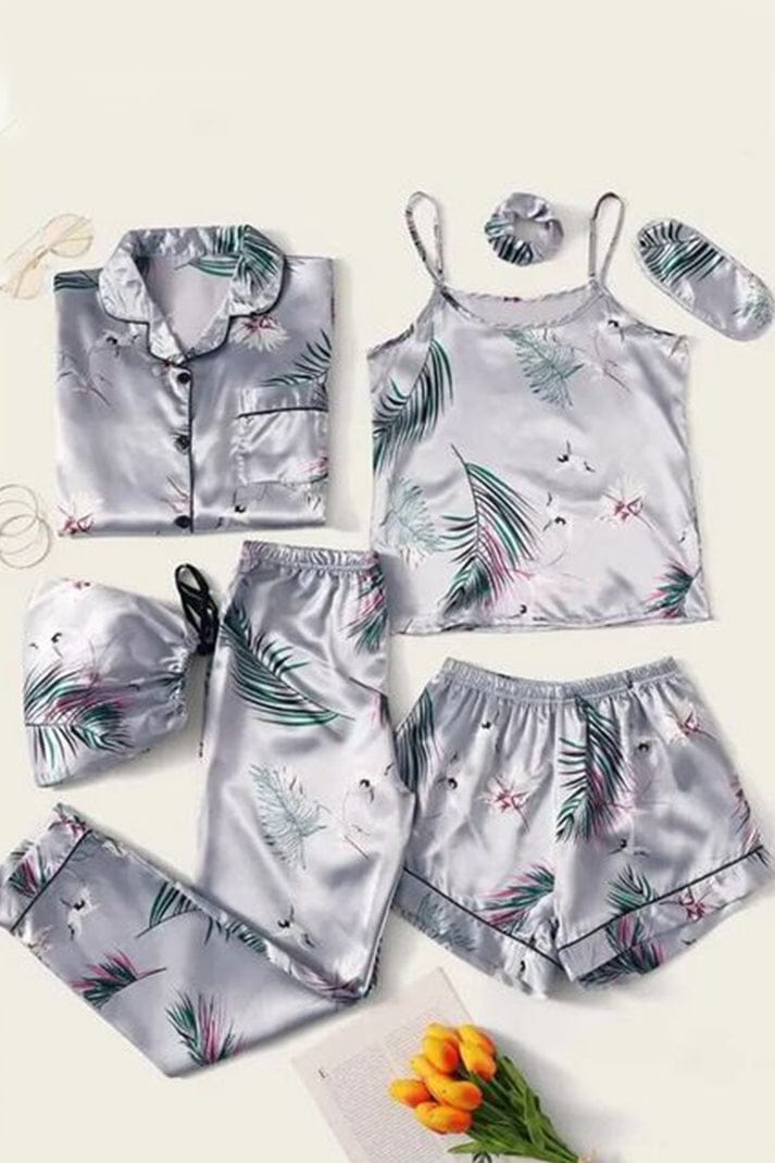 Silver Silk Flair Satin Nightwear 7pcs