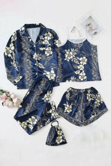 Blue Silk Flair Satin Nightwear 5pcs