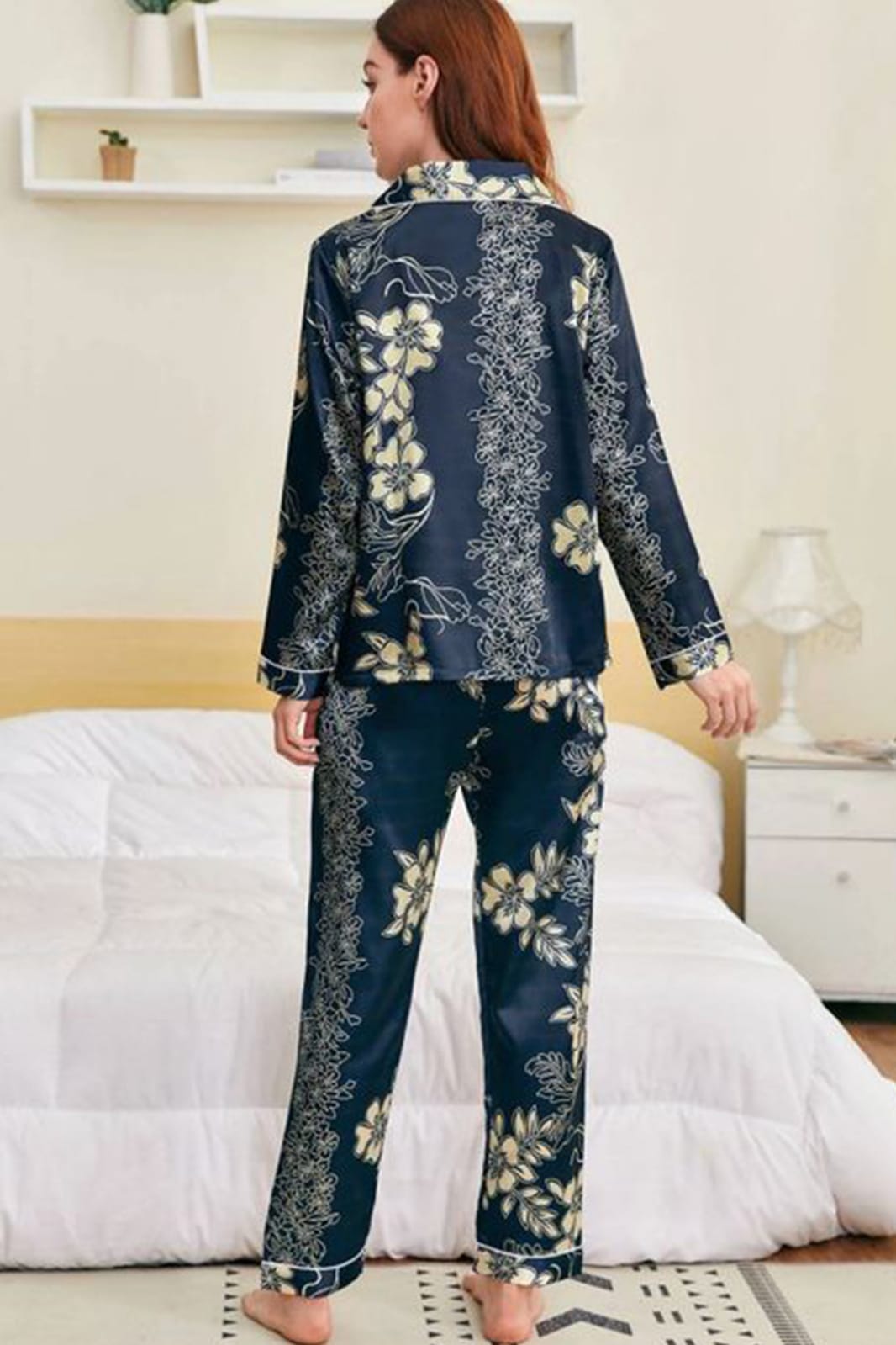 Blue Silk Flair Satin Nightwear 5pcs
