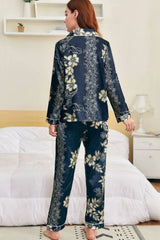 Blue Silk Flair Satin Nightwear 5pcs