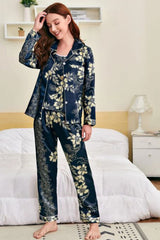 Blue Silk Flair Satin Nightwear 5pcs