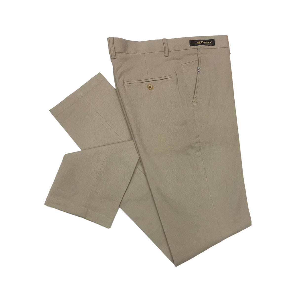 Men's Beige Cotton Dress Pants