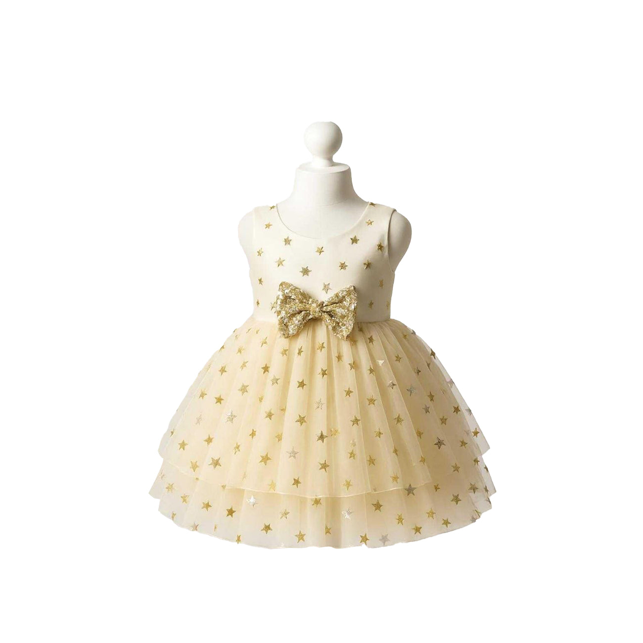 Newborn Girls Beige Frock 